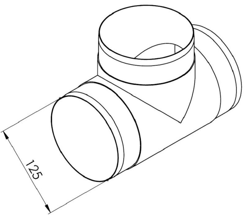 Tvarovka T kulatá CTO 3x125