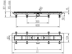 Podlahový lineární žlab 650 mm square mat 0540-4_plz_techn