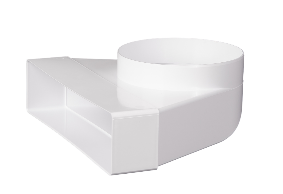 Přechodový kus koleno CKZ 125/220x55 Přechodový kus koleno CKZ 125/220x55 - Ventilační systém plochý (110x55, 220x55, 220x90) Přechodový kus CKZ